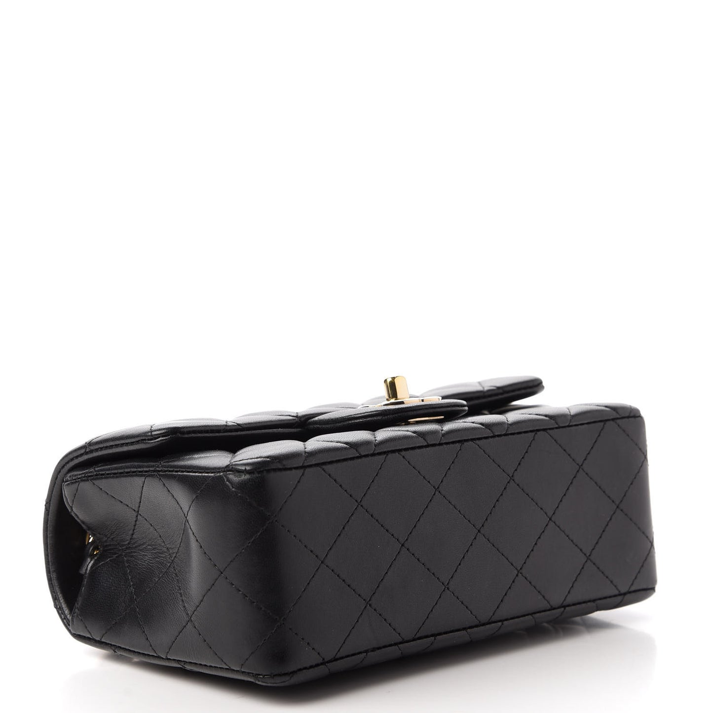 Lambskin Quilted Mini Rectangular Flap Black