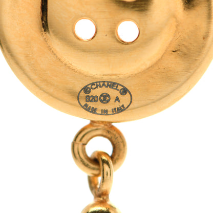 Chanel Metal Pearl Paris Button Drop Earrings Gold 4 of 4