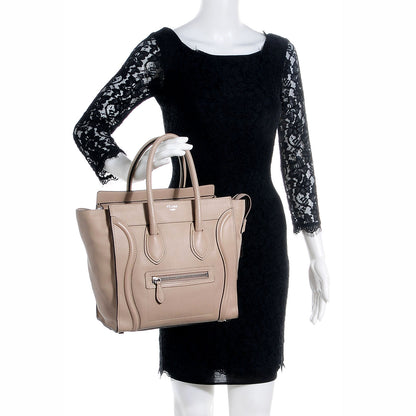 Celine Drummed Calfskin Micro Luggage Dune 2 of 8