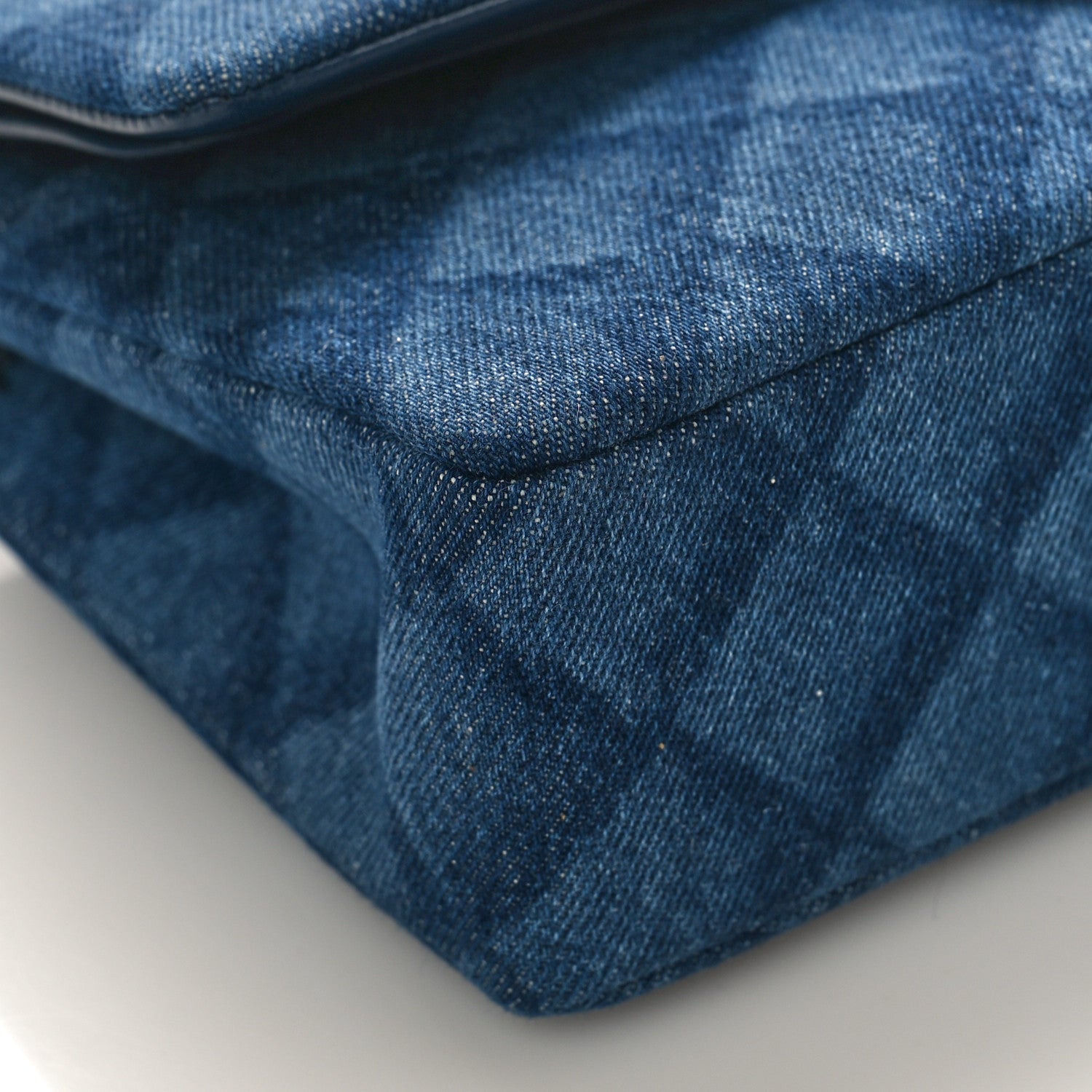 Chanel Printed Denim Quilted Medium Double Flap Dark Blue 8 of 9
