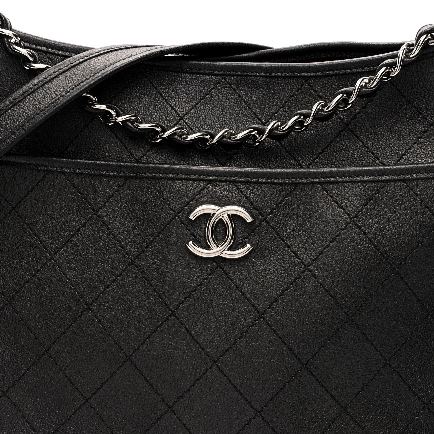 Chanel Calfskin Quilted Large Jungle Stroll Hobo Bag Black 8 of 10