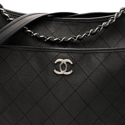 Chanel Calfskin Quilted Large Jungle Stroll Hobo Bag Black 8 of 10