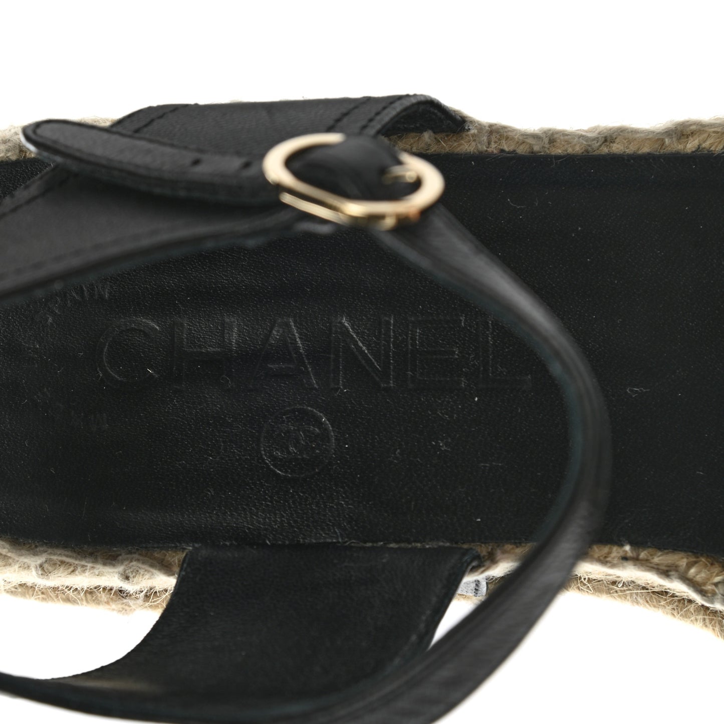 Lambskin Cap Toe CC Espadrilles Sandals 38 Black