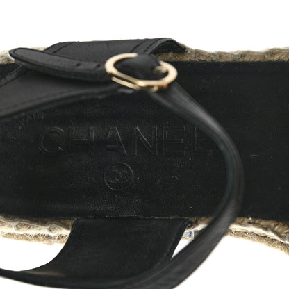 Chanel Lambskin Cap Toe CC Espadrilles Sandals 38 Black 7 of 10