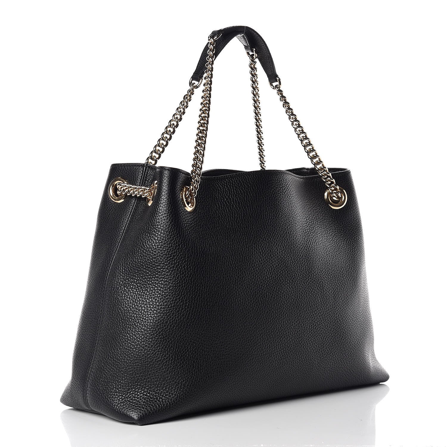 Gucci Pebbled Calfskin Medium Soho Chain Shoulder Bag Black 3 of 13