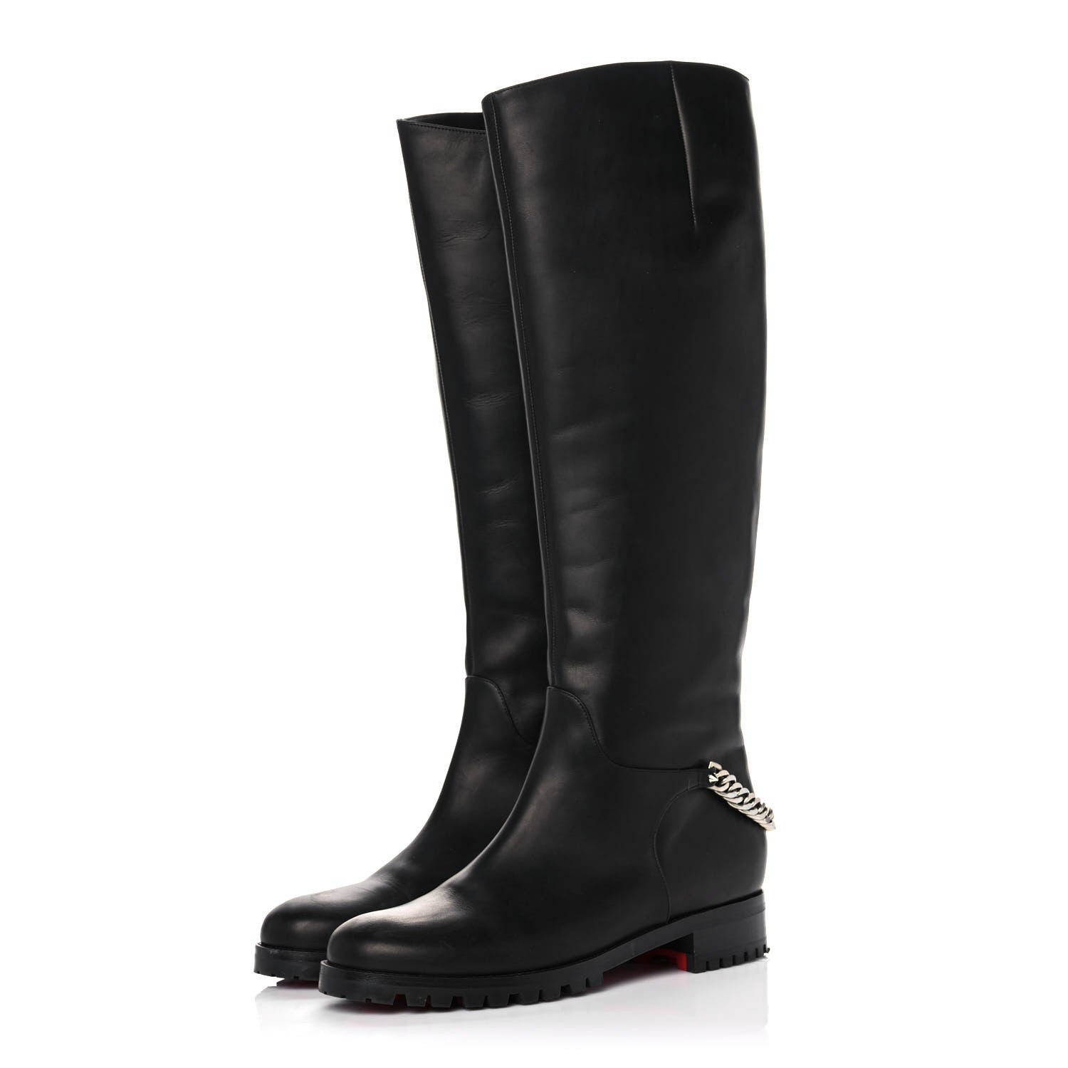 Christian Louboutin Calfskin Ingrassato Croche Cate 20 Boots 41 Black 3 of 13