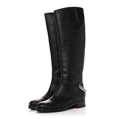 Christian Louboutin Calfskin Ingrassato Croche Cate 20 Boots 41 Black 3 of 13