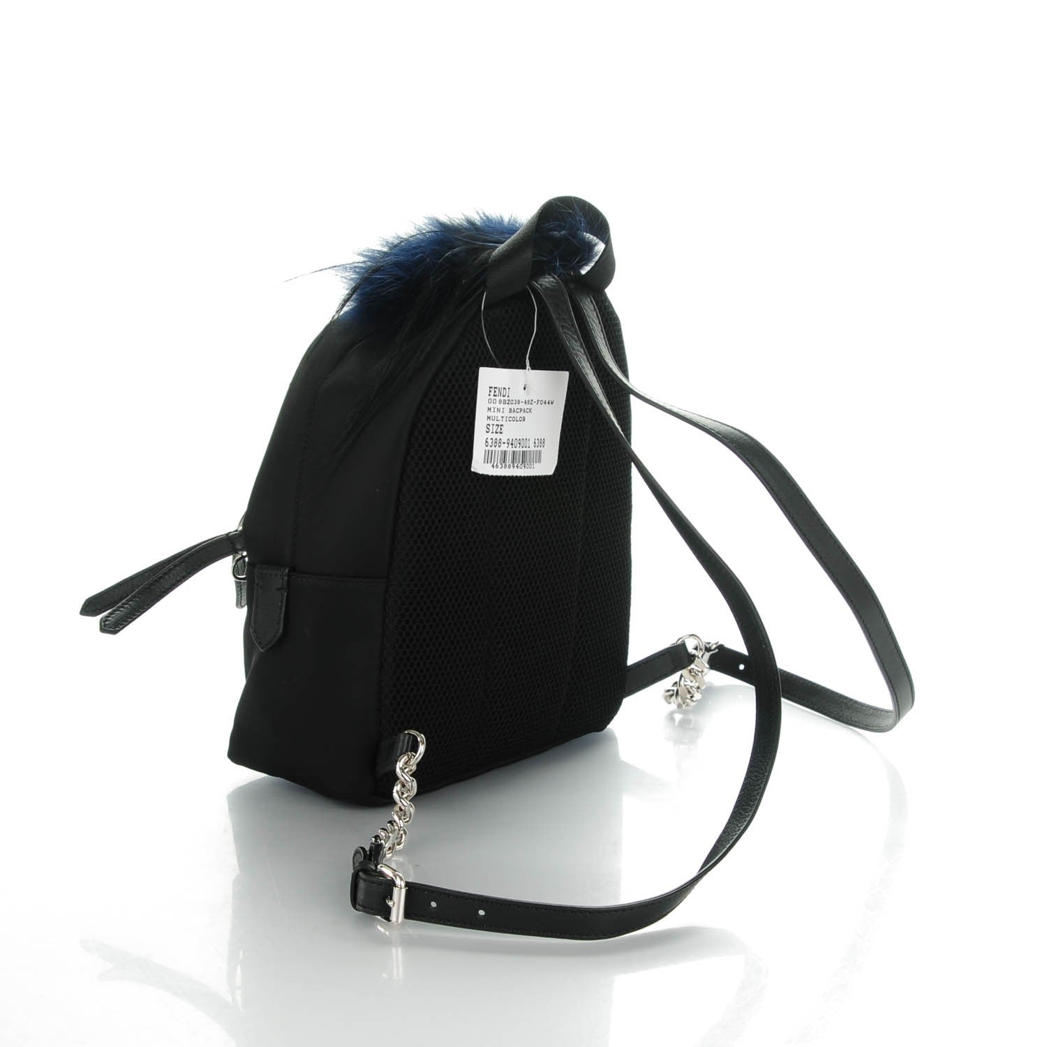 Fendi Nylon Vitello Fox Goat Fur Monster Eyes Mini Backpack Black Multicolor Sky 4 of 8
