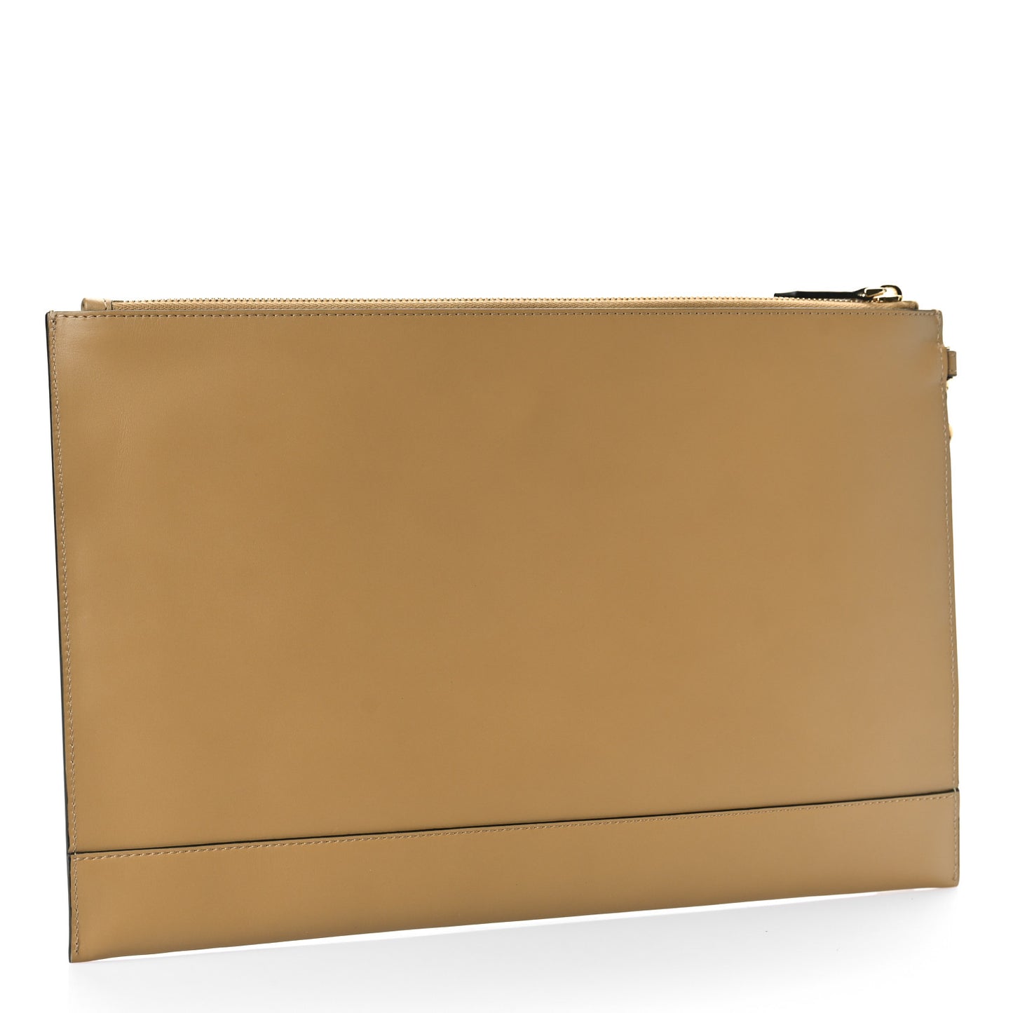 Vitello King Logo Embossed Large Flat Pouch Miele Scuro