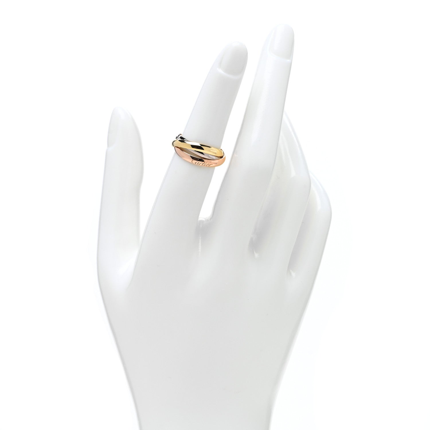 Cartier 18K Pink Yellow White Gold Small Trinity Ring 50 5.25 2 of 5