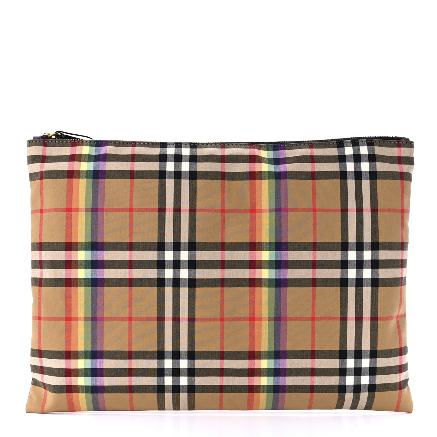 Vintage Rainbow Check Zip Pouch Antique Yellow