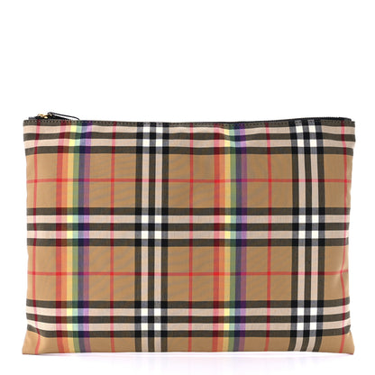 Burberry Vintage Rainbow Check Zip Pouch Antique Yellow 1 of 12