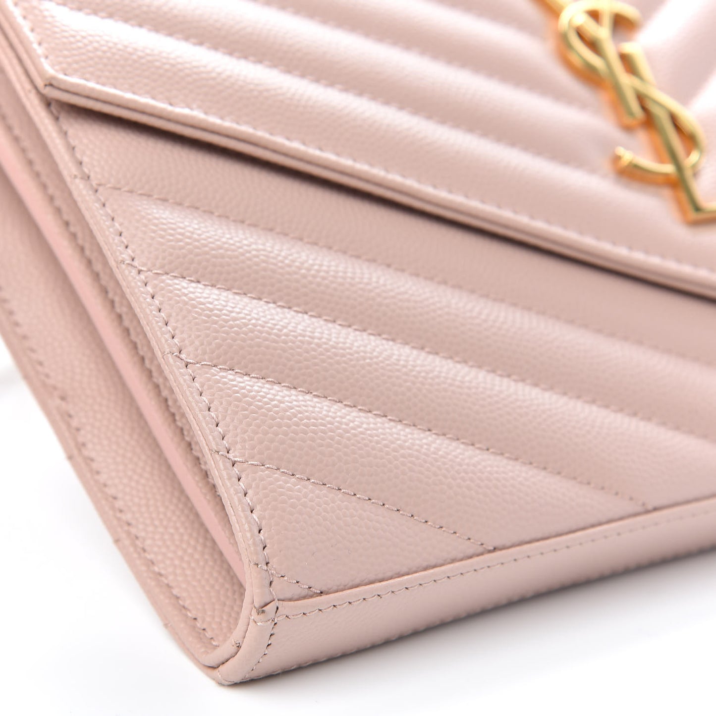 Grain De Poudre Matelasse Chevron Monogram Chain Wallet Pale Pink
