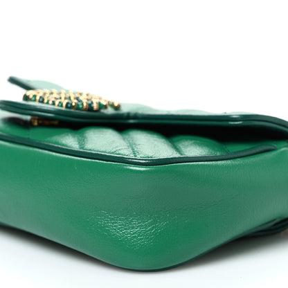 Gucci Azalea Calfskin Enamel Matelasse Diagonal Super Mini Torchon GG Marmont Shoulder Bag New Shamarock Emerald 10 of 10