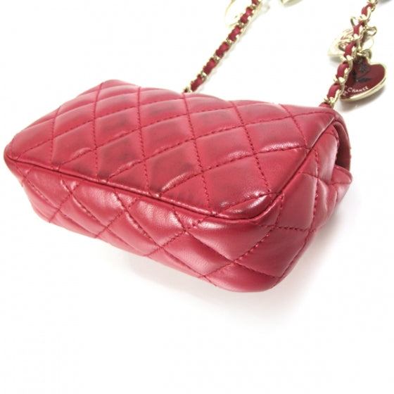 Lambskin Quilted Mini Heart Valentine Charms Bag