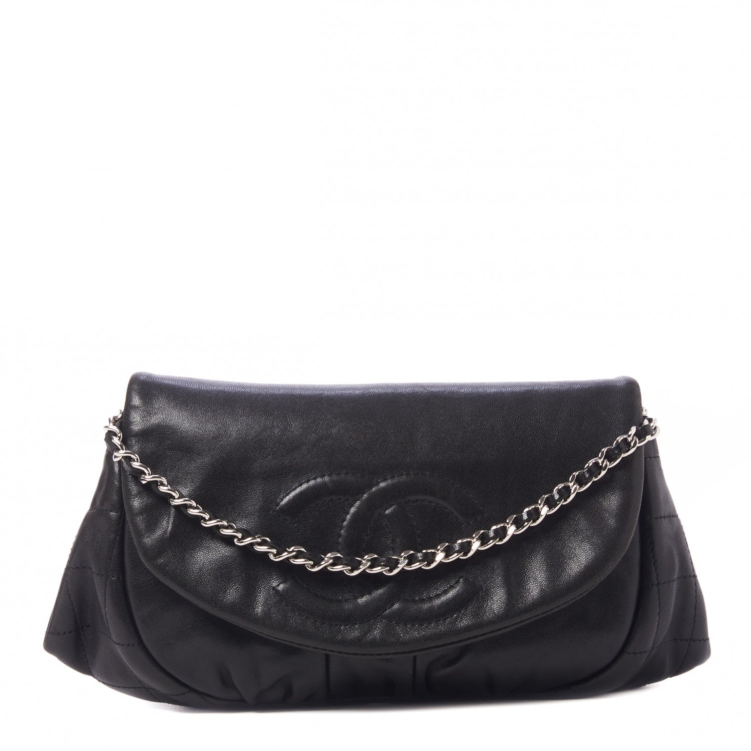 Chanel Lambskin Half Moon Wallet On Chain WOC Black 1 of 9