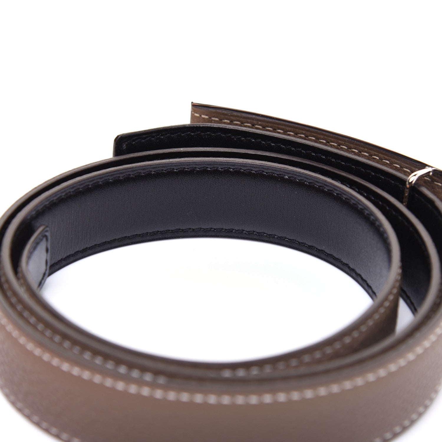 Hermes Togo Box 24mm Sydney Belt 80 Etoupe Black 7 of 9