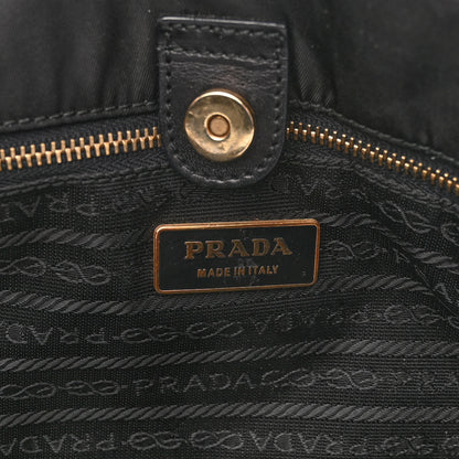 Prada Tessuto Nylon Soft Calfskin Shoulder Bag Black 6 of 12