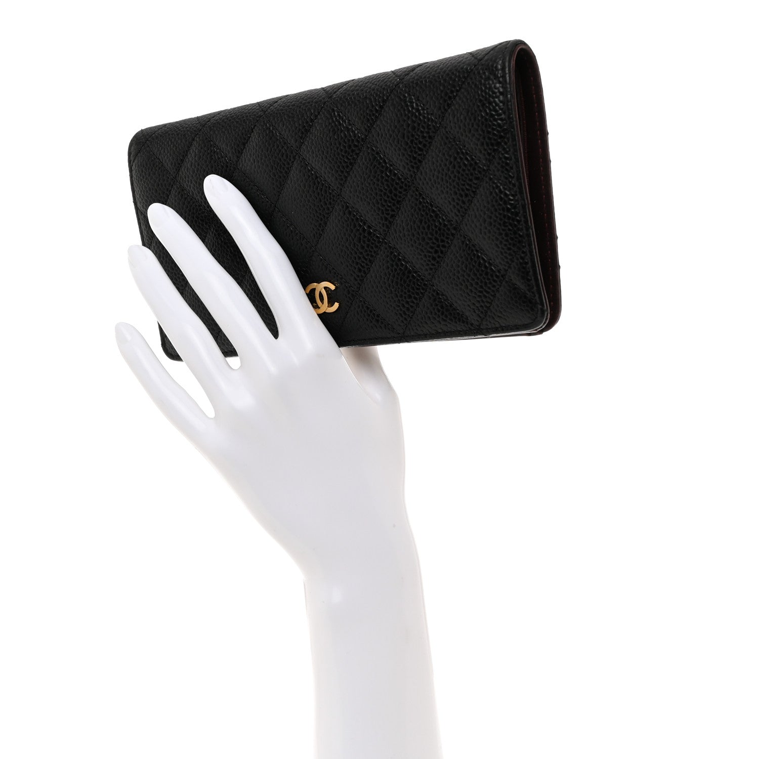 Chanel Caviar Quilted Yen Wallet Black 2 of 9