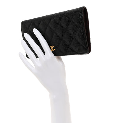 Chanel Caviar Quilted Yen Wallet Black 2 of 9