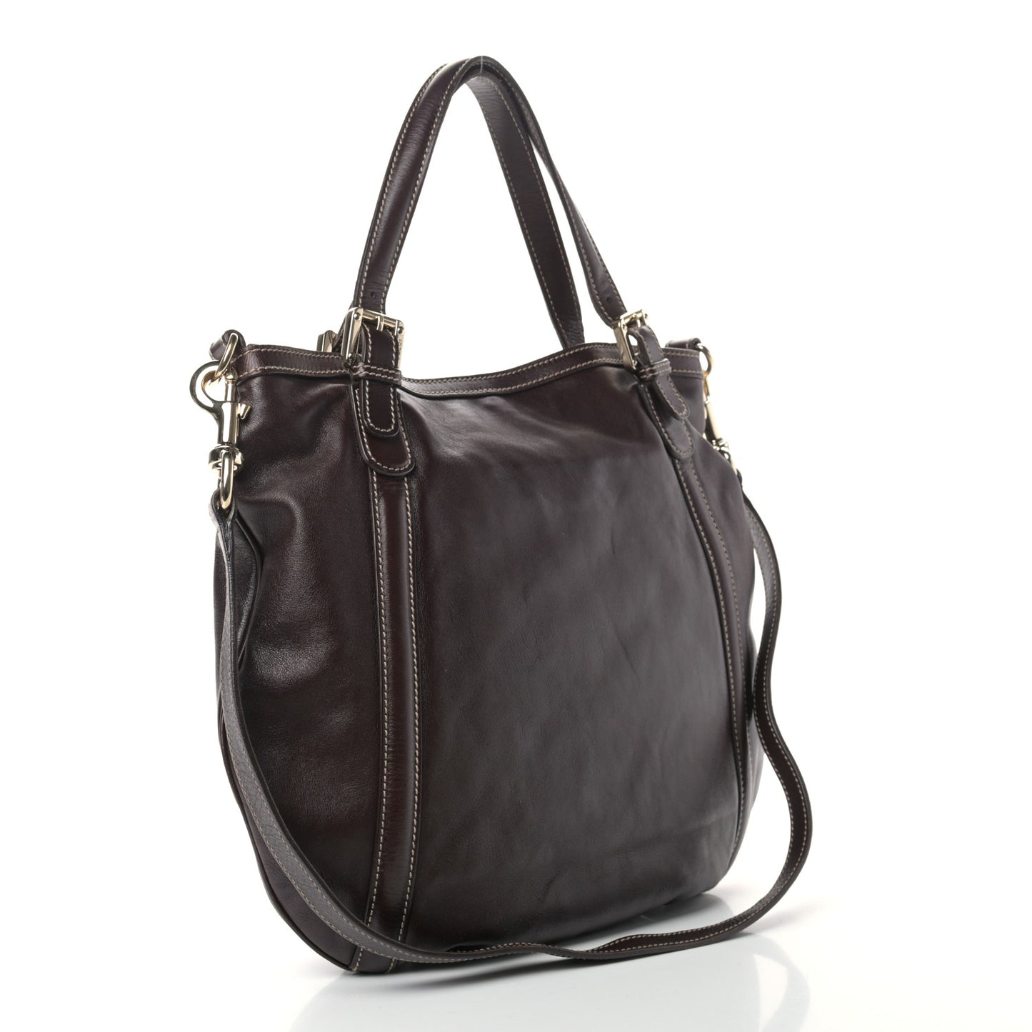 Calfskin Medium Britt Tote Dark Brown