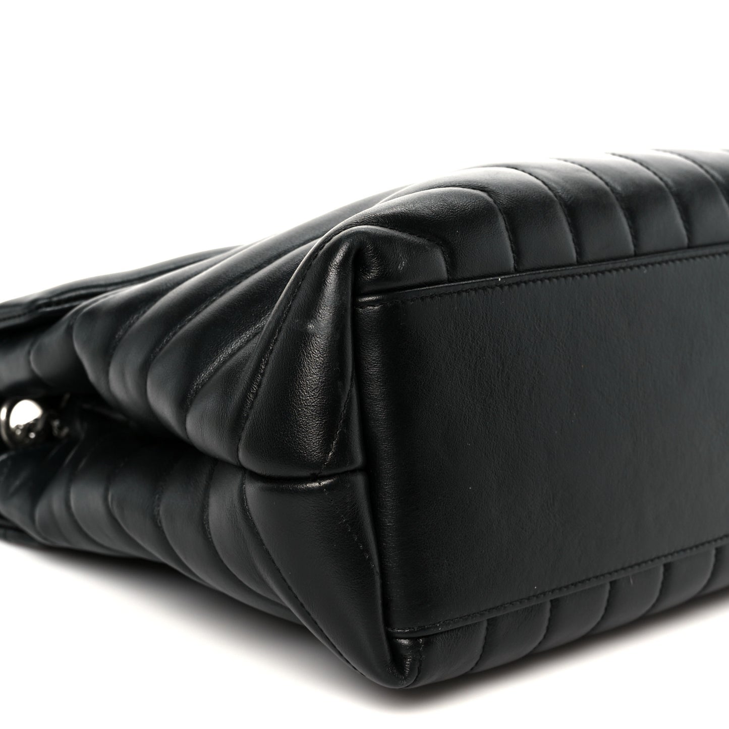 Calfskin Y Quilted Monogram Medium Loulou Chain Satchel Black