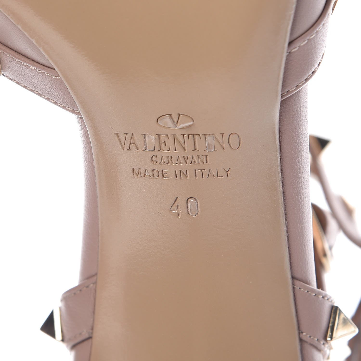 Valentino Garavani Nappa Rockstud Ankle Strap Low Heel Pumps 40 Poudre 6 of 9