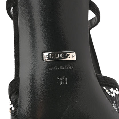 Gucci Tela Retino Kid Scamosciato Crystal GG Monogram Square G 35mm Slingback Pumps 39 Black 18 of 19