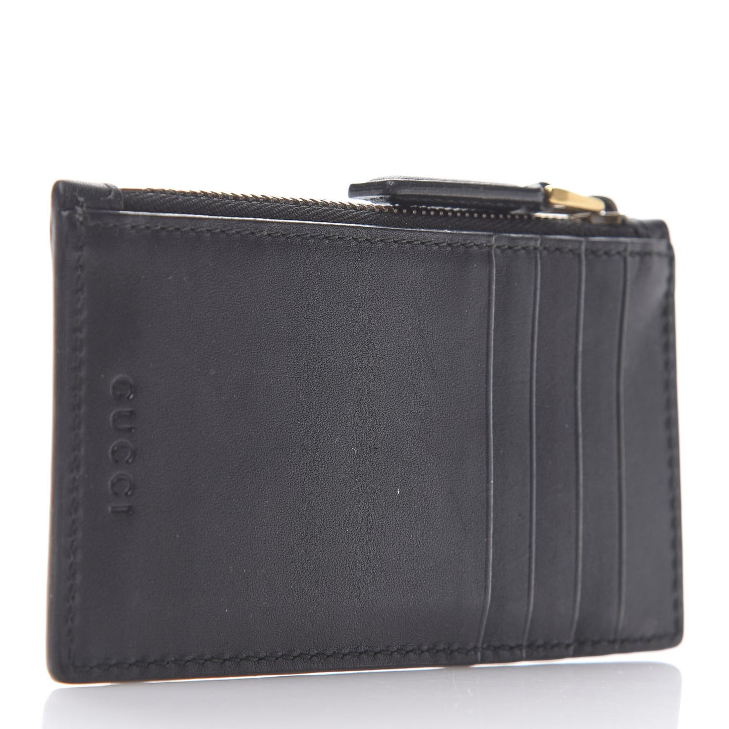 Calfskin L'Aveugle Par Amour Embossed Coin Case Card Holder Black