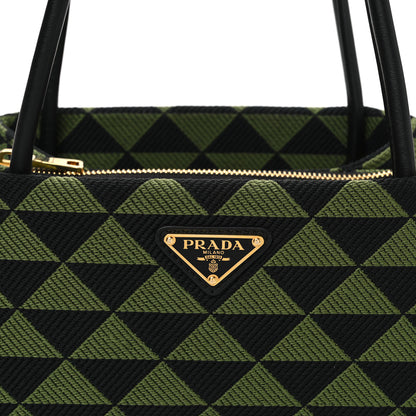 Prada Jacquard Triangolo Symbole Embroidered Small Shoulder Bag Black Edera 7 of 9