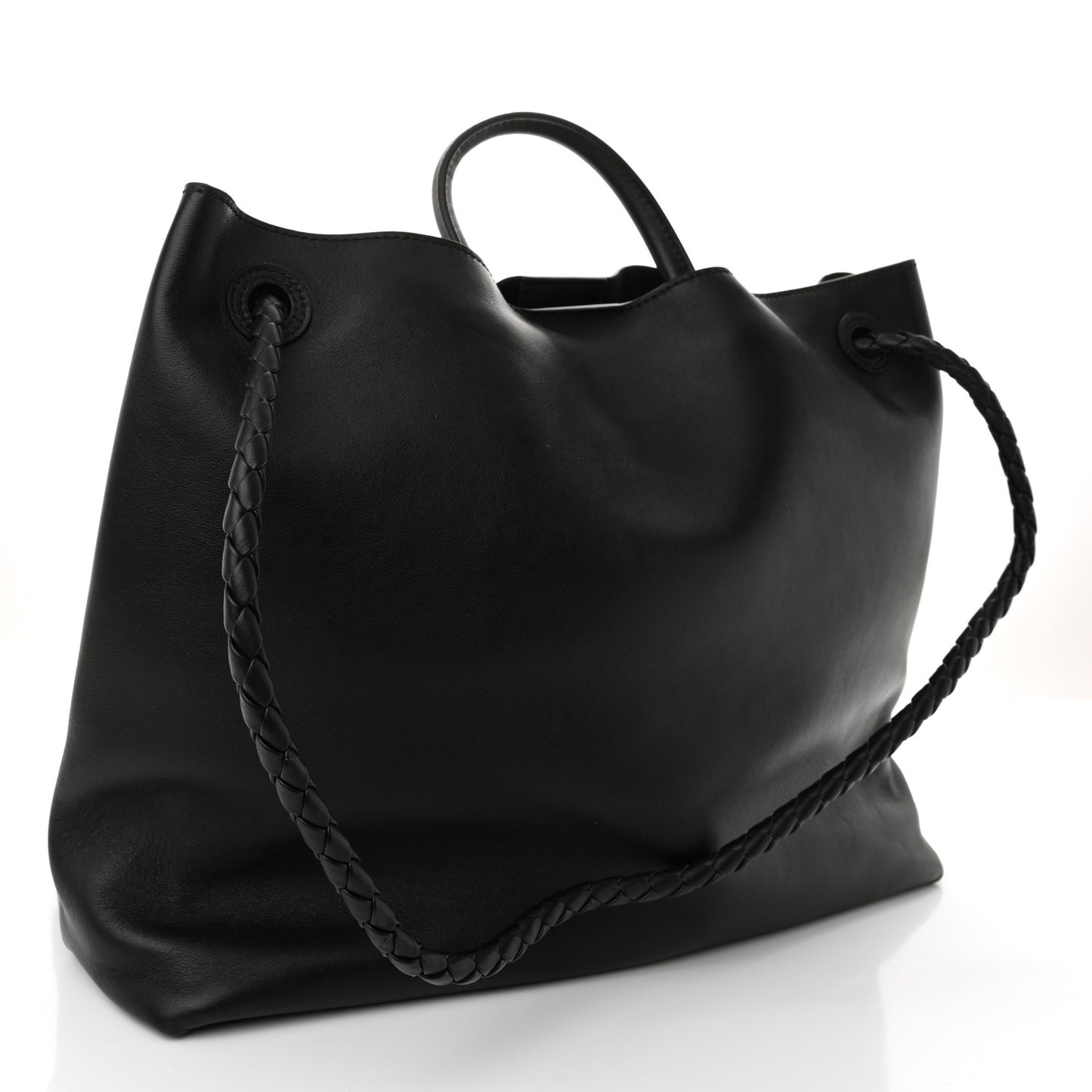 Silky Calfskin Large Andiamo Shoulder Bag Black