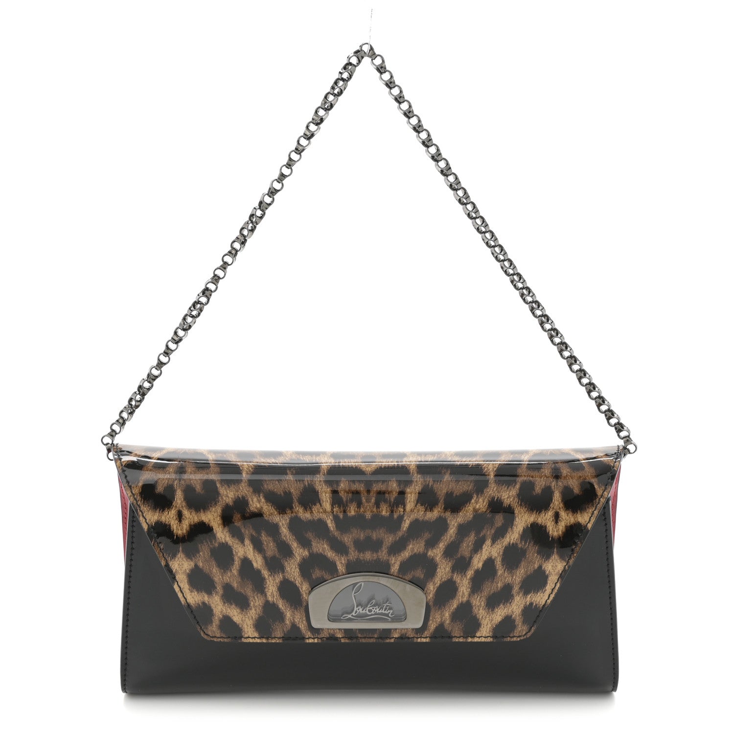 Christian Louboutin Patent Leopard Vero Dodat Clutch Brown 1 of 12