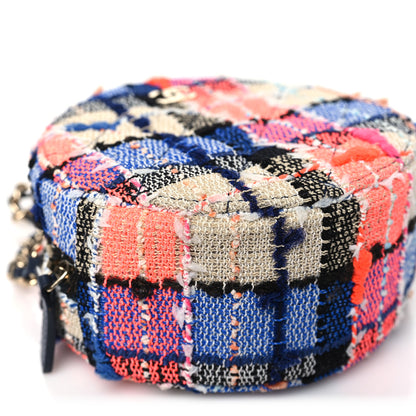 Chanel Tweed Quilted Round Clutch With Chain Blue Orange Multicolor 9 of 10