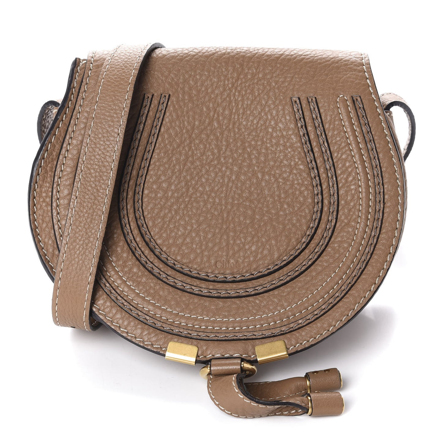 Calfskin Mini Marcie Round Crossbody Bag Nut