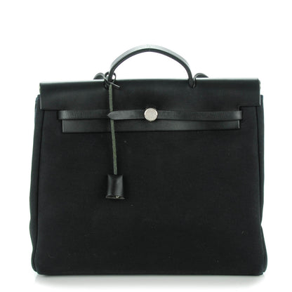 Hermes Toile Vache Calfskin Herbag 39 MM Black 1 of 12