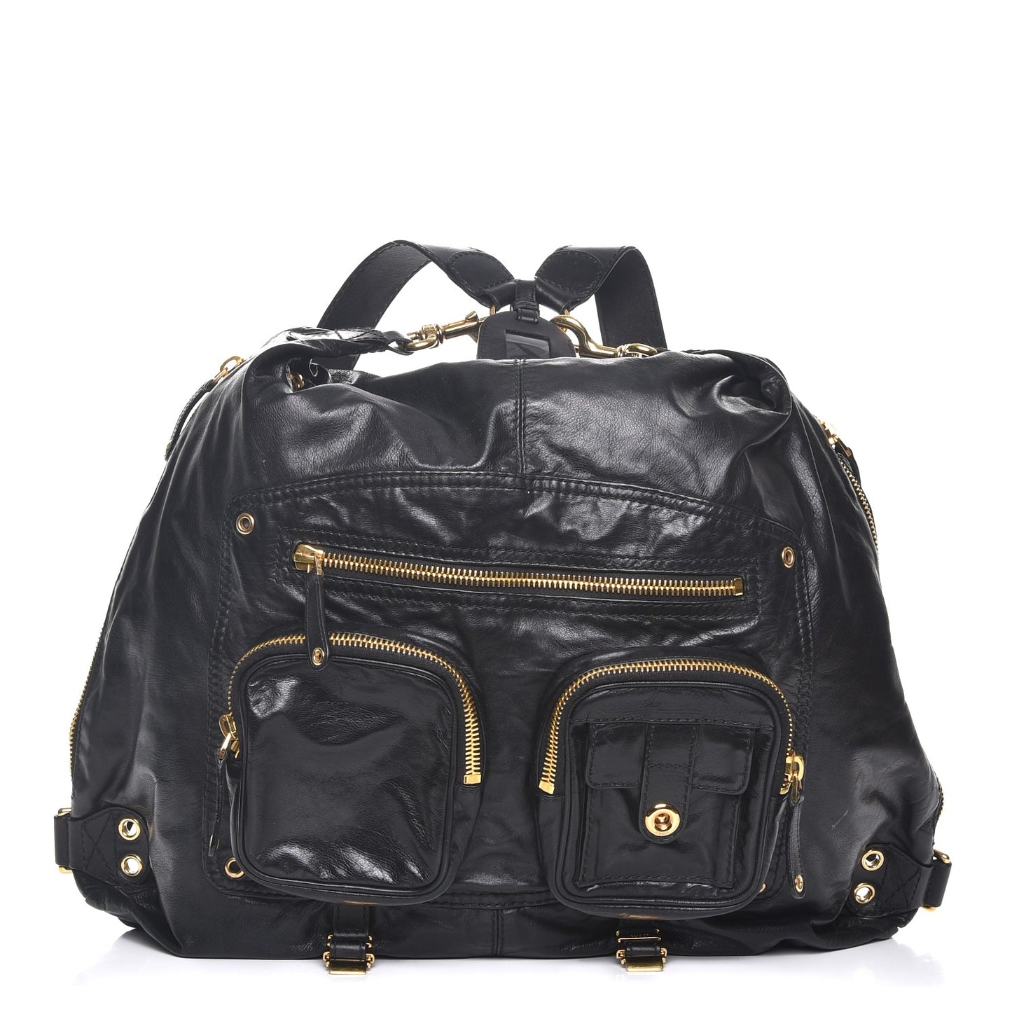 Lambskin Large Darwin Convertible Backpack Black