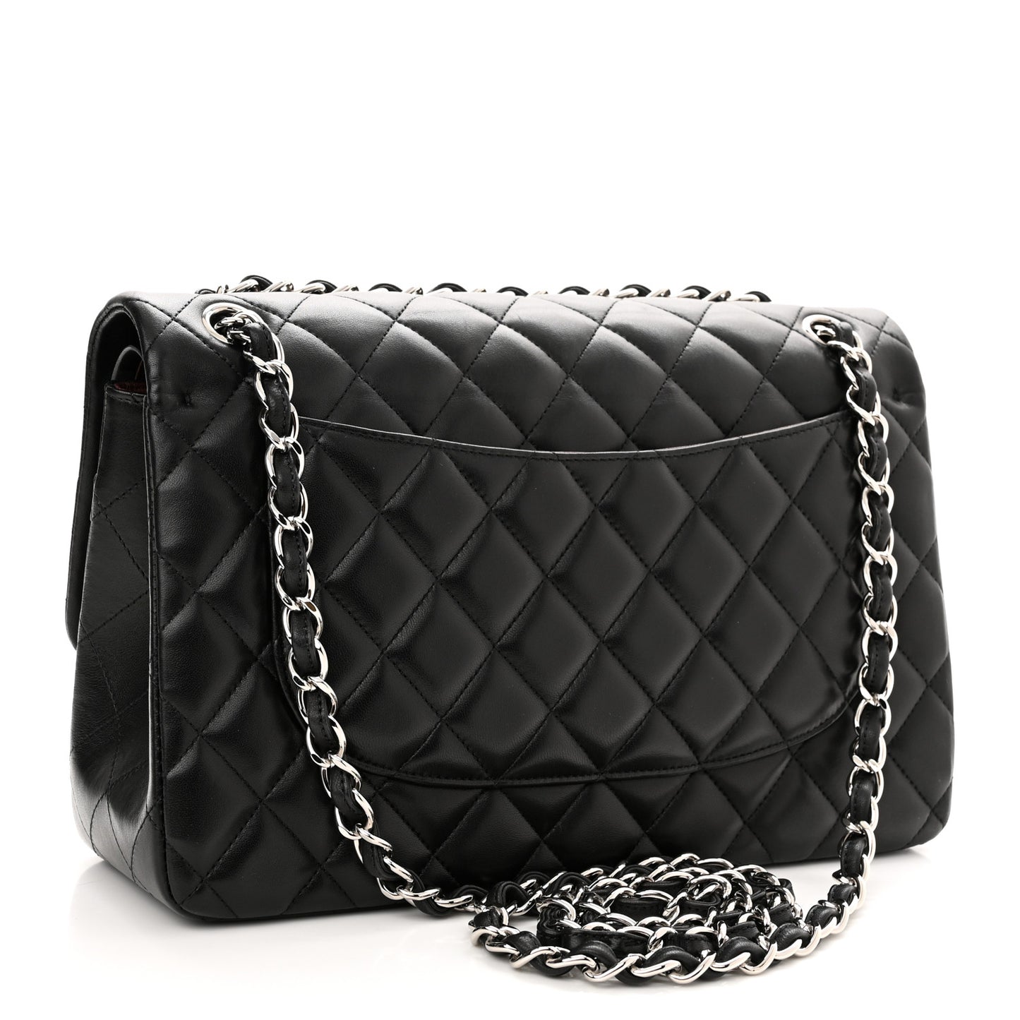 Lambskin Quilted Jumbo Double Flap Black