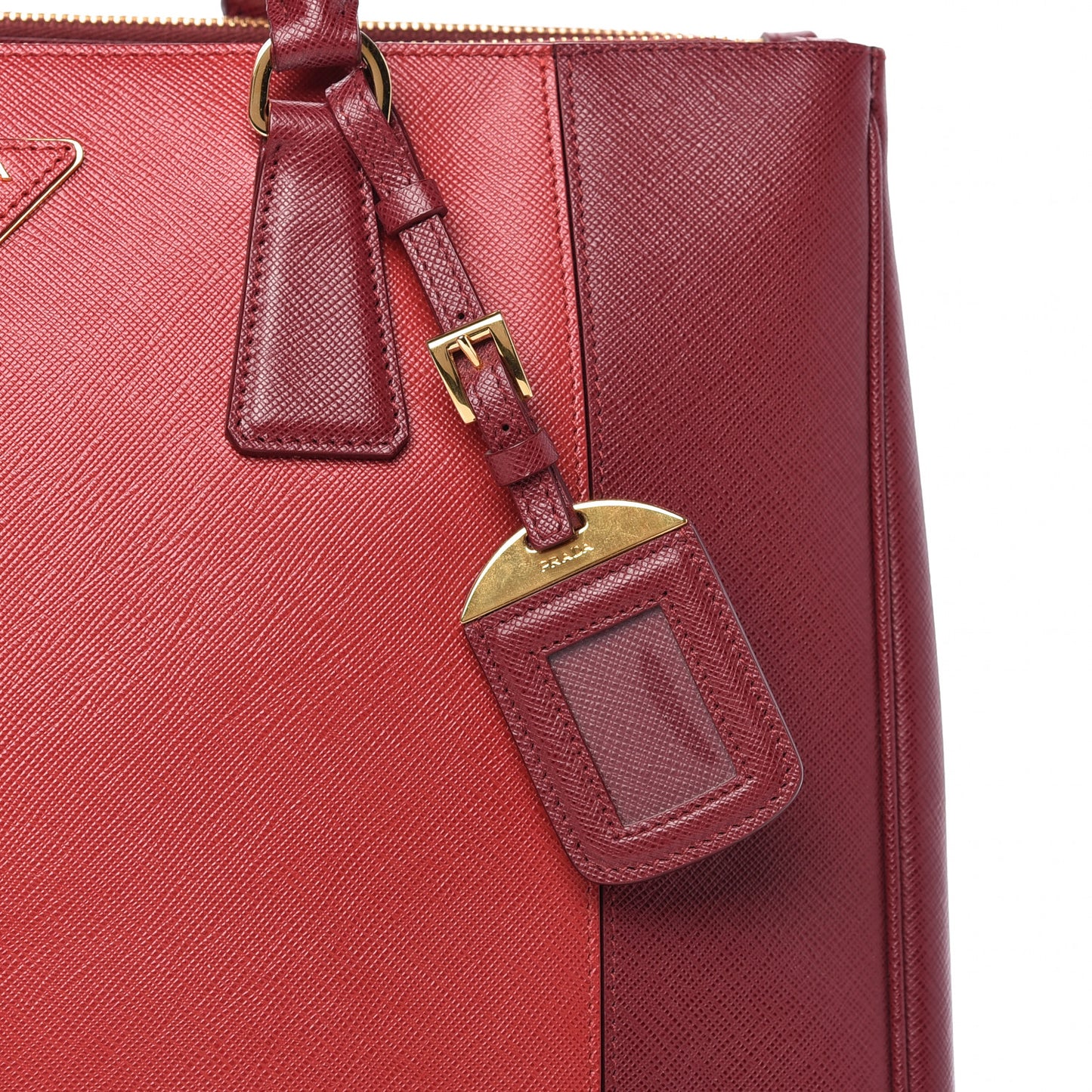 Saffiano Bi-Color Large Galleria Double Zip Tote Cerise Fuoco