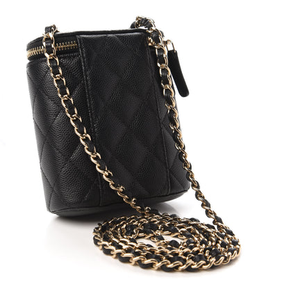Chanel Caviar Quilted Small Vertical Coco Beauty Vanity Case With Chain Black 3 of 10