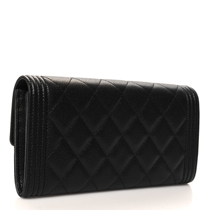 Chanel Caviar Quilted Large Boy Gusset Flap Wallet Black 3 of 9