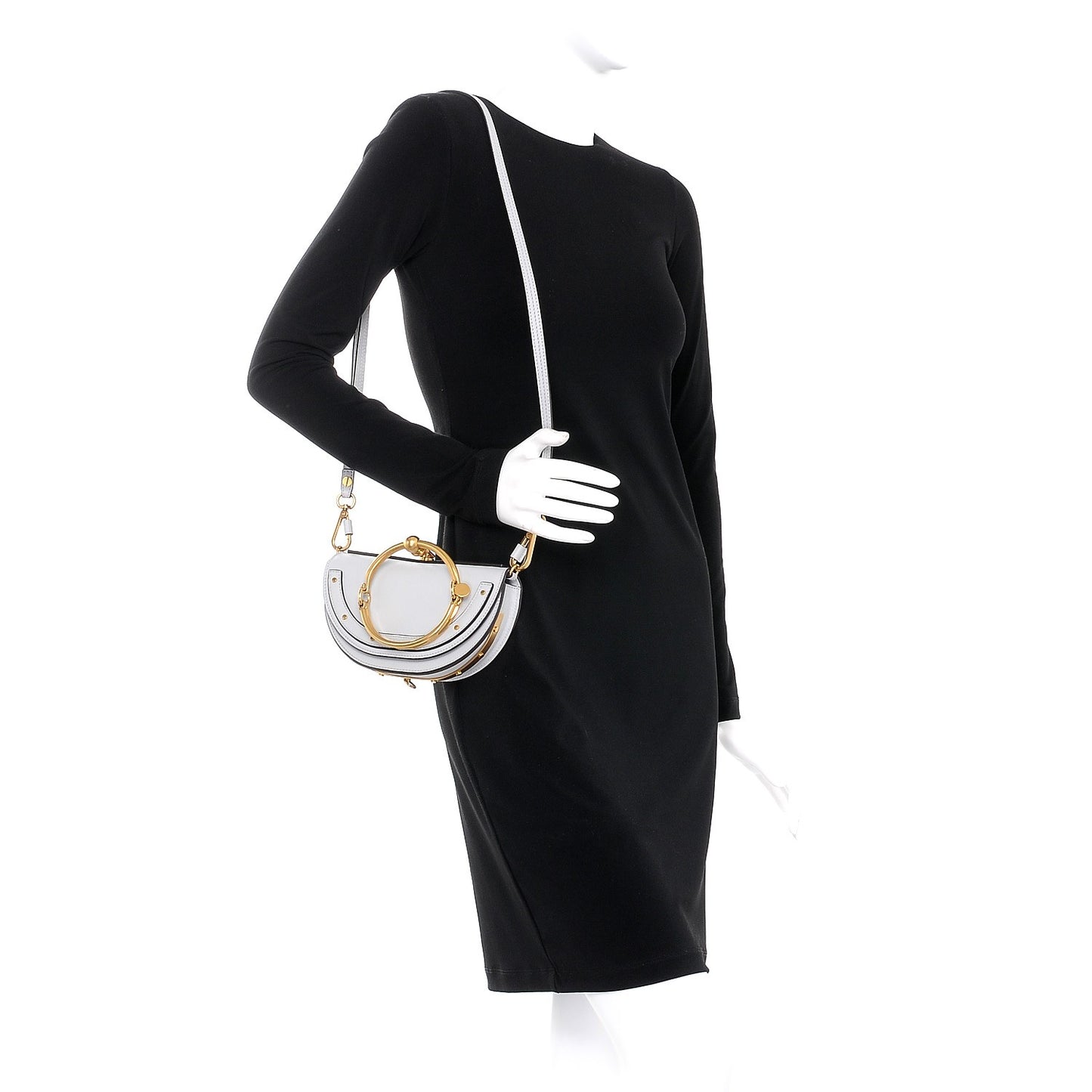 Calfskin Small Nile Bracelet Minaudiere Bag Airy Grey