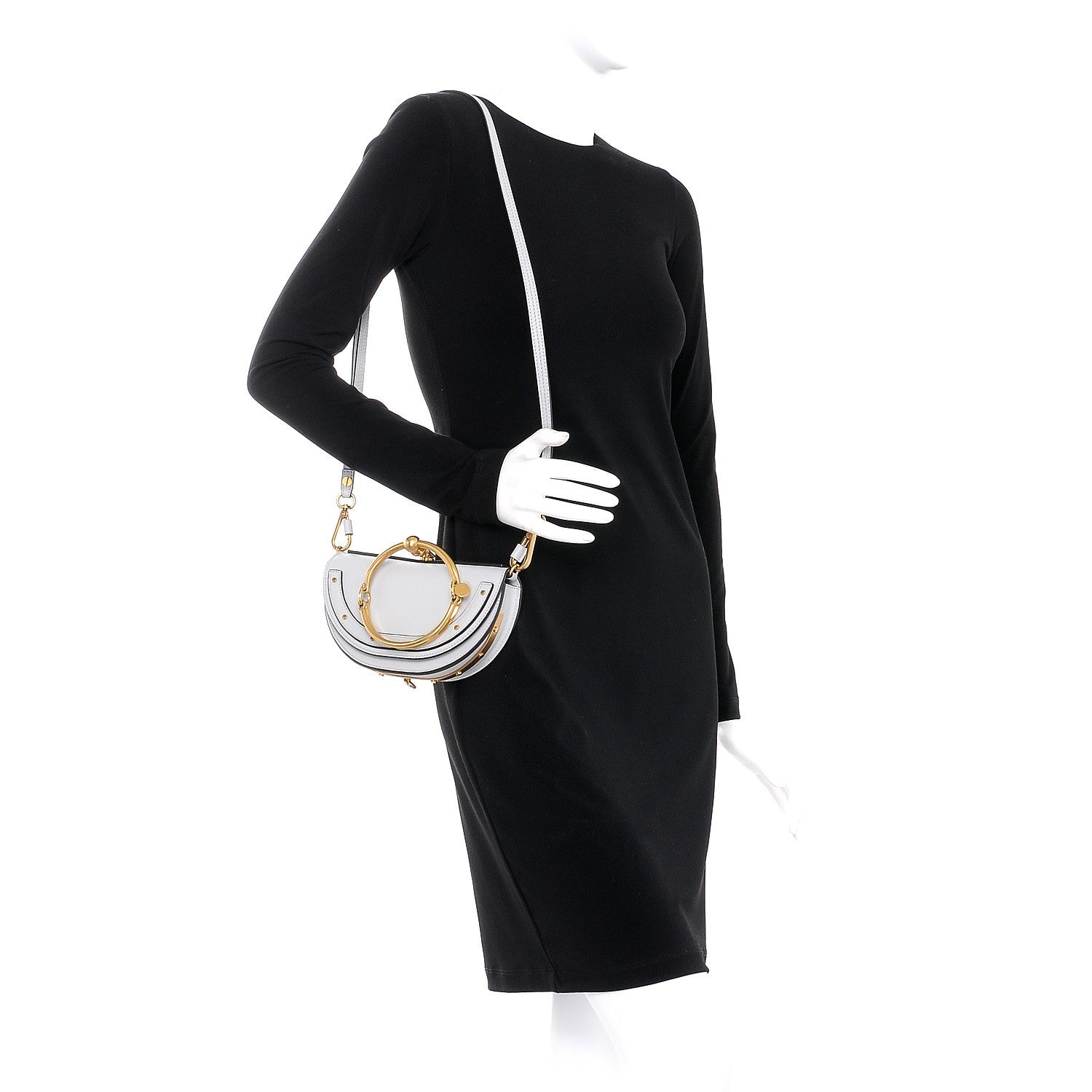 Chloe Calfskin Small Nile Bracelet Minaudiere Bag Airy Grey 2 of 8