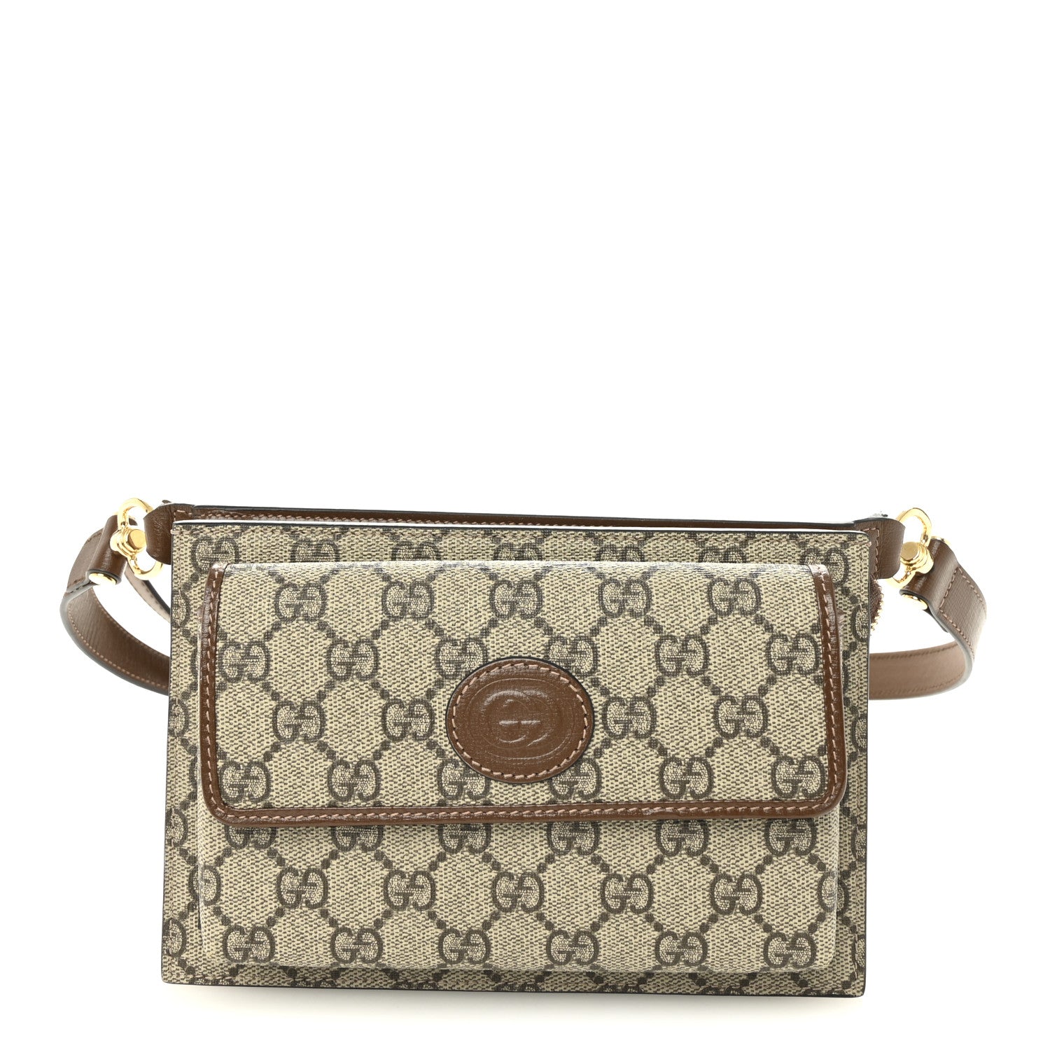 Gucci GG Supreme Monogram Canvas Interlocking G Belt Bag Beige Ebony 1 of 10