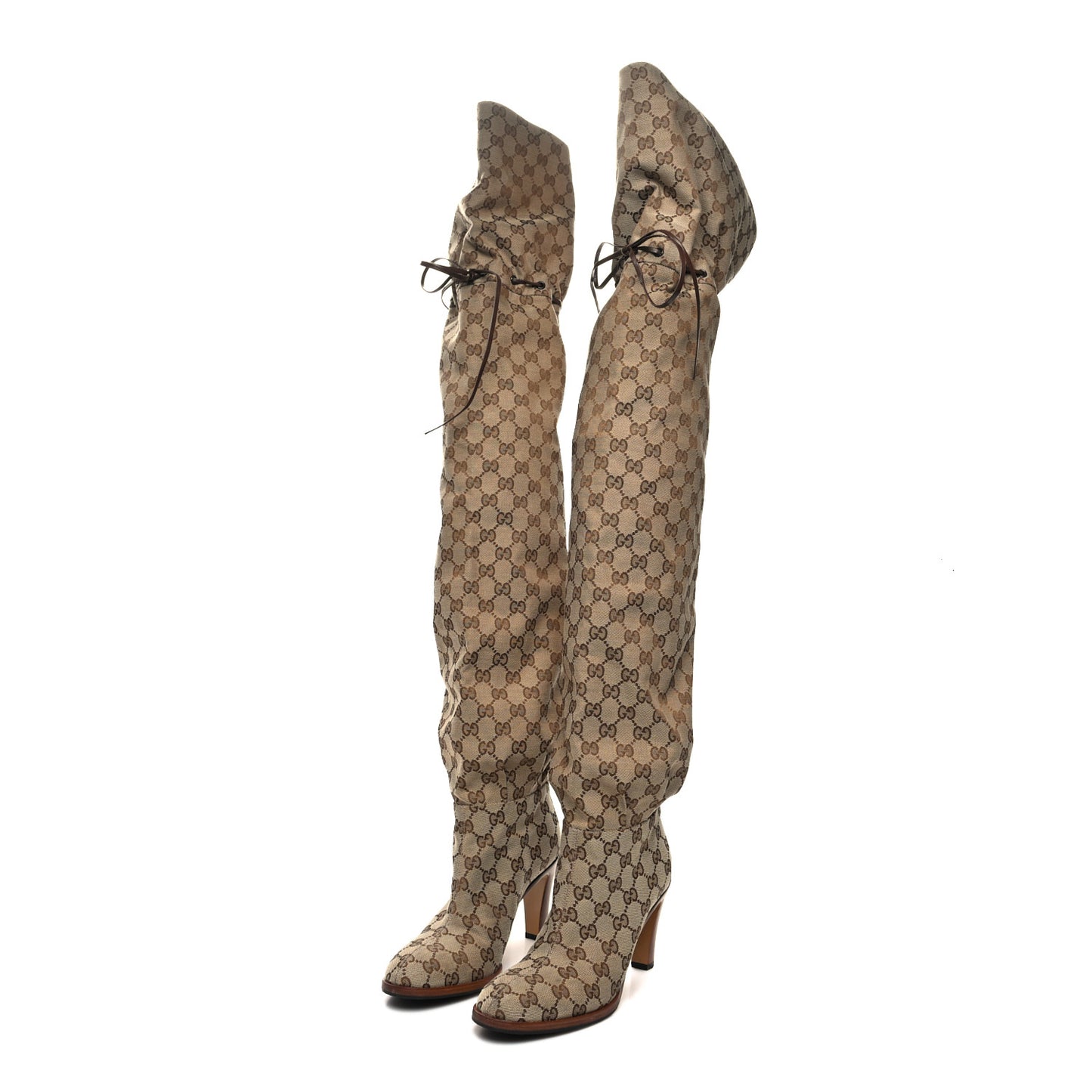 Monogram Over the Knee Boots 37.5 Beige Ebony
