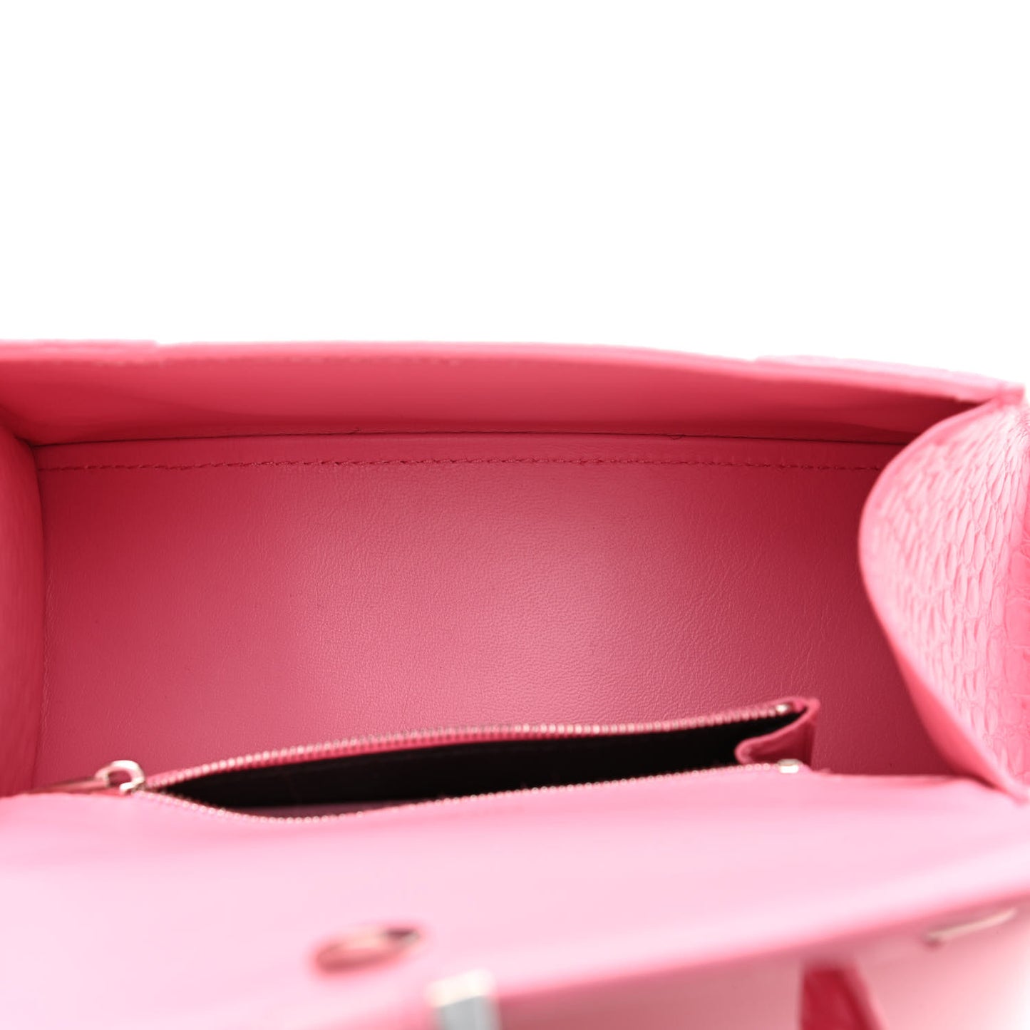 Calfskin Crocodile Embossed Degrade Small Hourglass Top Handle Bag Sweet Pink