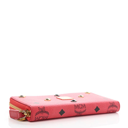 MCM Visetos Studded Zip Around Wristlet Wallet Red 4 of 12