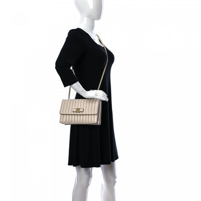 Salvatore Ferragamo Nappa Vertical Quilted Ginny Shoulder Bag White 2 of 12