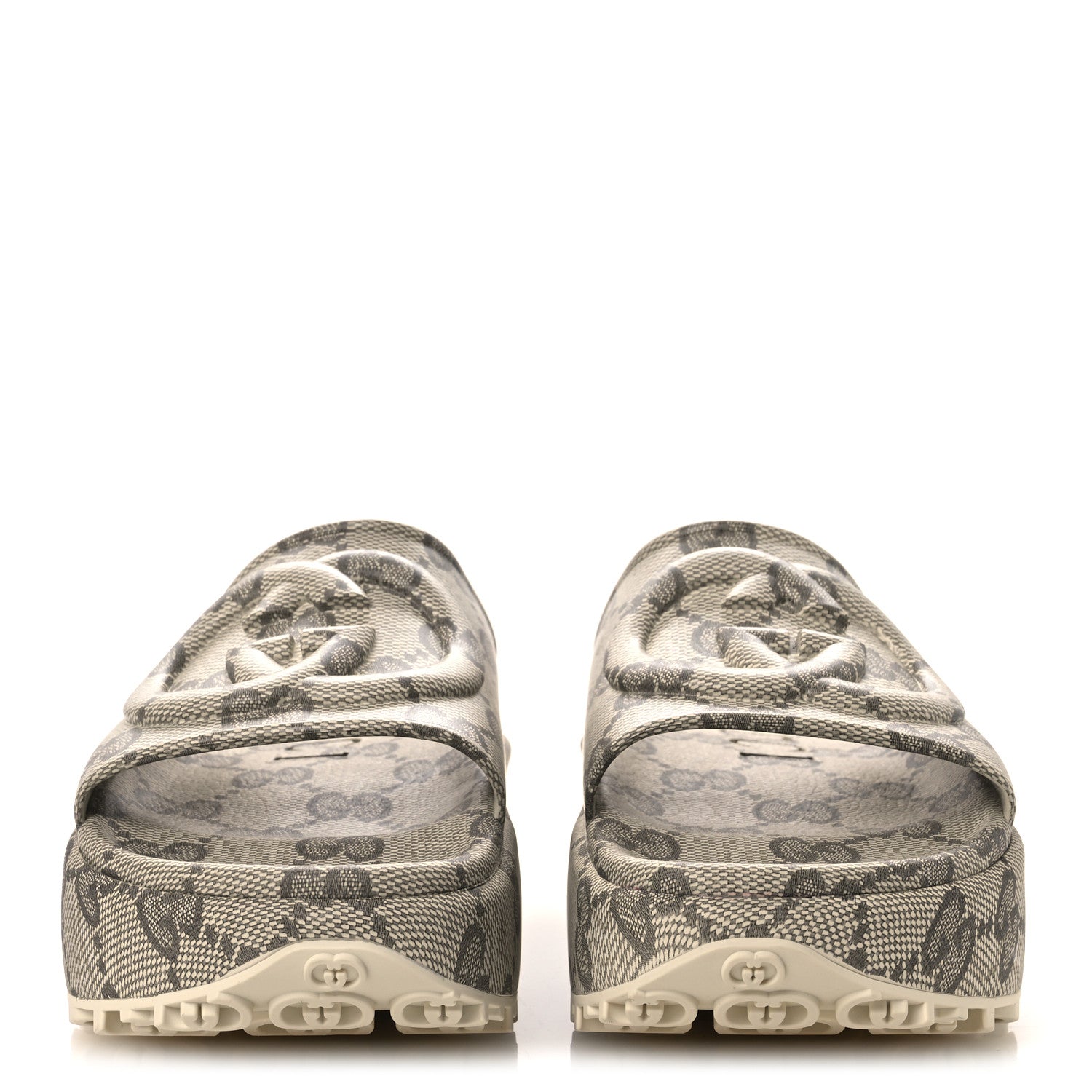 Gucci Cubic Rubber GG Monogram Womens Interlocking G Platform 42mm Slide Sandals 42 Beige Ebony 3 of 12