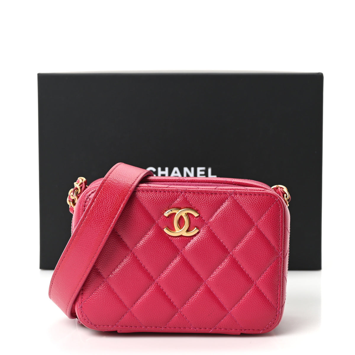 Chanel Caviar Quilted Twist Your Buttons Clutch With Chain Fuchsia 11 of 11
