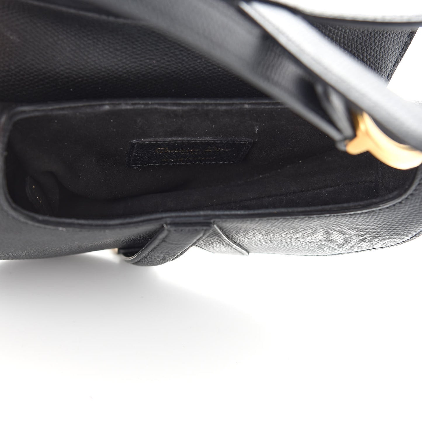 Grained Calfskin Mini Saddle Bag Black